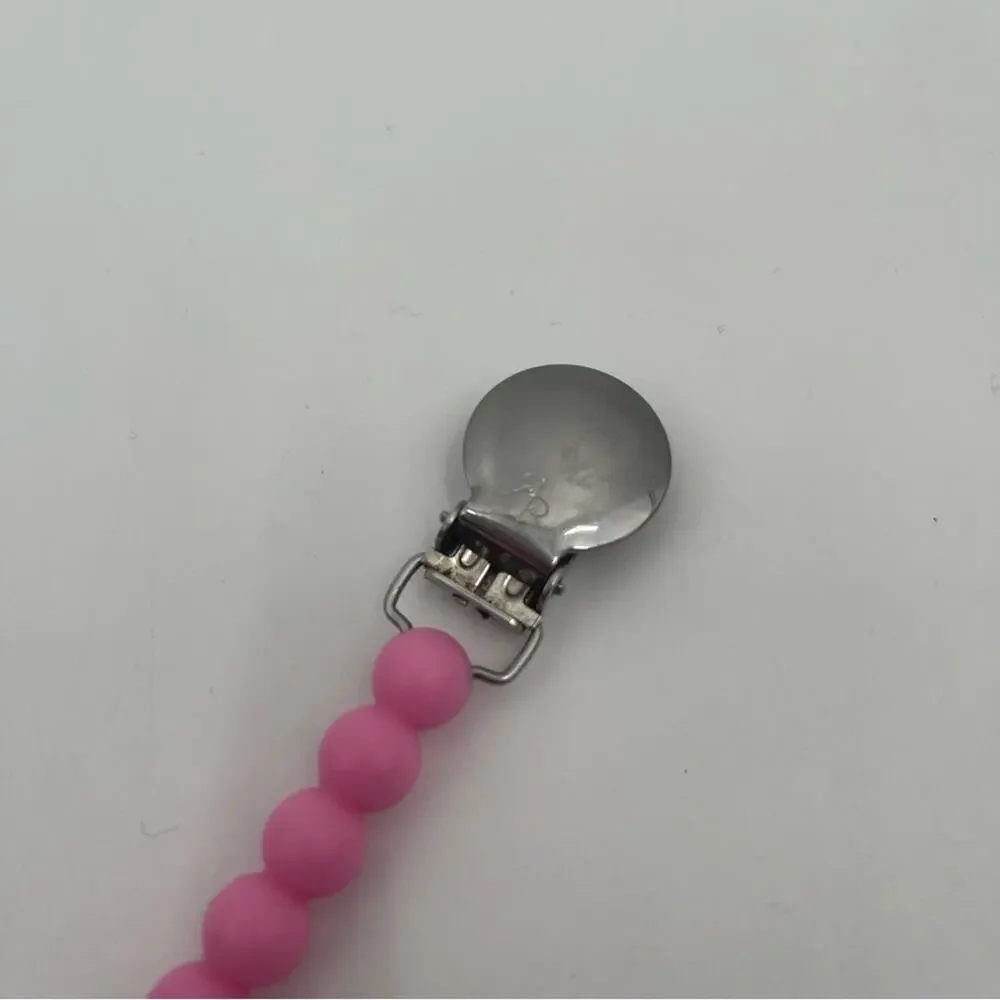 RYAN AND ROSE Pacifier Judy Cutie Clip Pink Silicone Baby Toddler Teether 7”